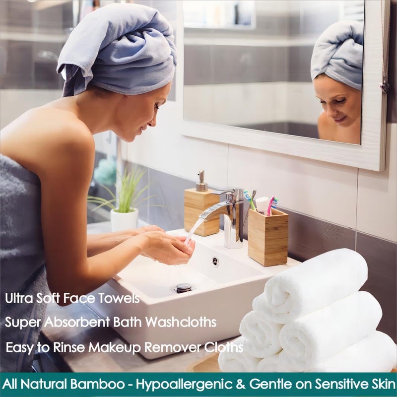 JEFFSUN Face Towels 6 Pack  13x13 inch Extra Large White Wash Cloths on Sensitive Skin  Super Soft and Skin Friendly Bath Washcloths for Face and Body  Easy to Clean Quick Dry Facial Cleansing Cloths - Image 5
